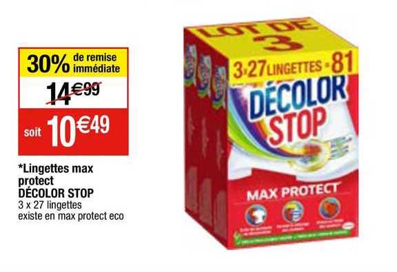 lingettes max protect décolor stop
