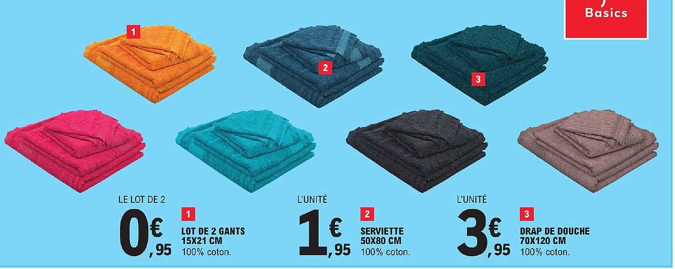 lot de 2 gants 15x21 cm serviette 50x80 cm drap de douche 70x120 cm