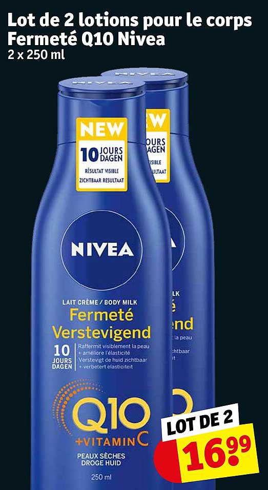 lot de 2 lotions pour le cosrps fermeté q10 nivea
