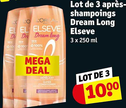 lot de 3 après-shampoings dream long elseve