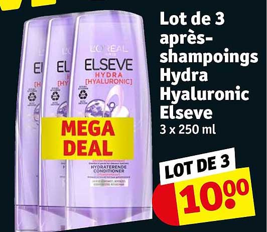 lot de 3 après-shampoings hydra hyaluronic elsève