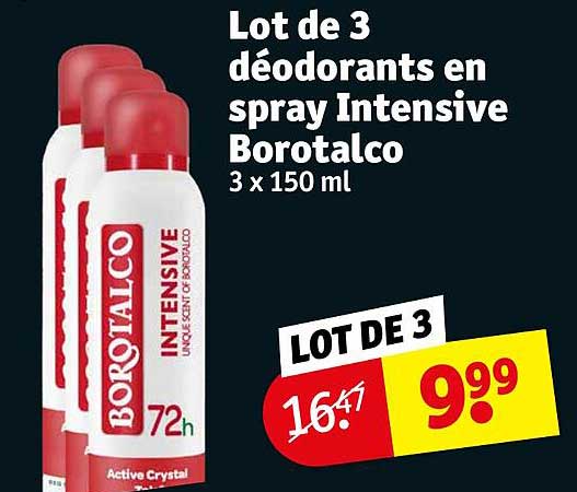 lot de 3 déodorants en spray intensive borotalco