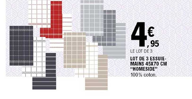 lot de 3 essuie-mains 45 x 70 cm "homeside"
