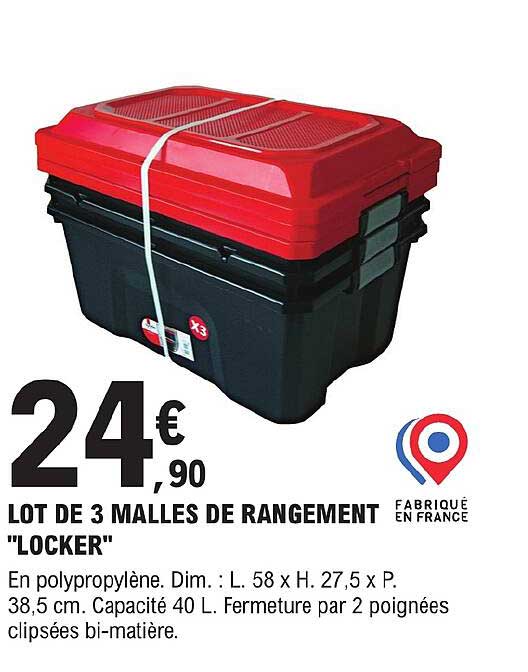 Lot De 3 Malles De Rangement "locker"