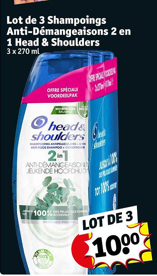 lot de 3 shampoings anti-démangeaisons 2 en 1 head & shoulders
