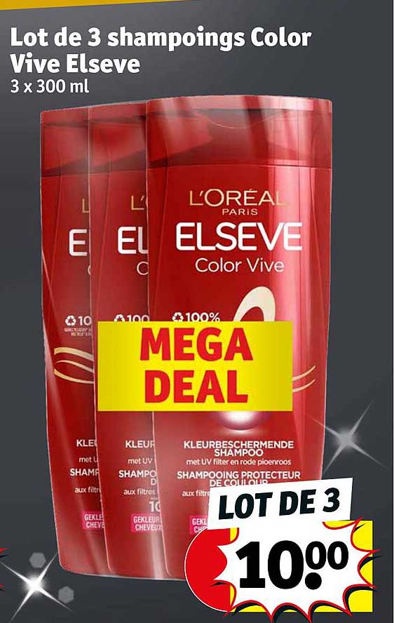 lot de 3 shampoings color vive elseve