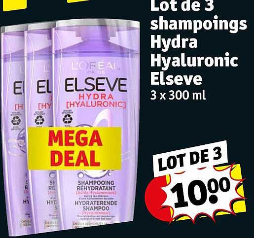 lot de 3 shampoings hydra hyaluronic elsève