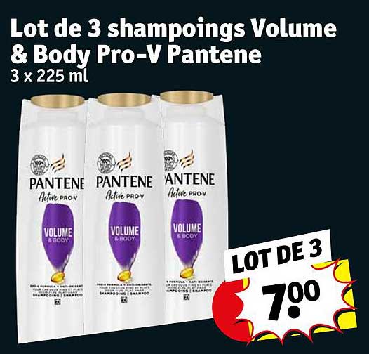 lot de 3 shampoings volume & body pro-v pantene