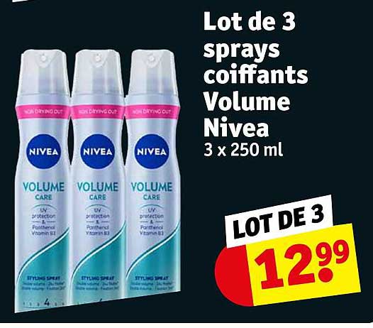 lot de 3 sprays coiffants volume nivea