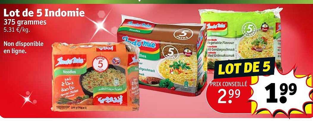 lot de 5 indomie 375 grammes