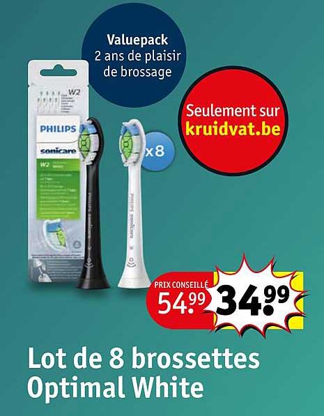 lot de 8 brossettes optimal white philips