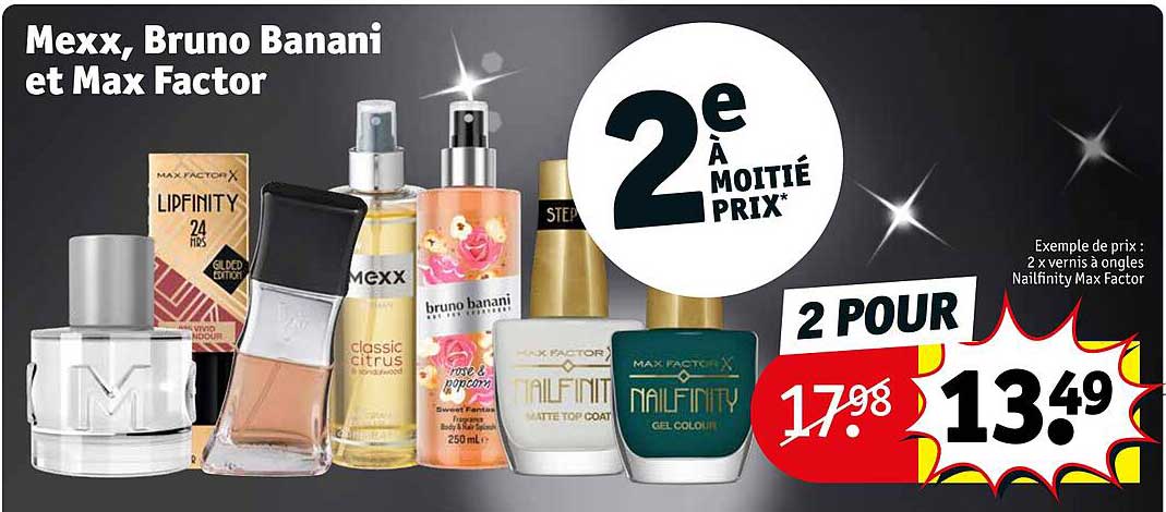 mexx, bruno banani et max factor