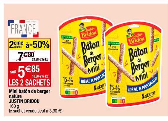 mini bâtons de berger nature justin bridou