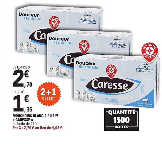 Mouchoirs Blanc 2 Plis «caresse»