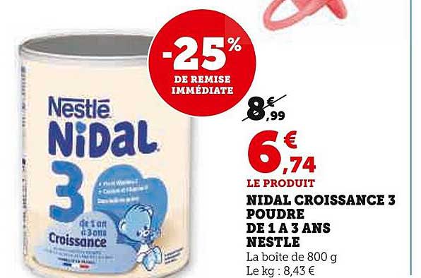 nidal croissance 3 poudre de 1 à 3 ans nestlé
