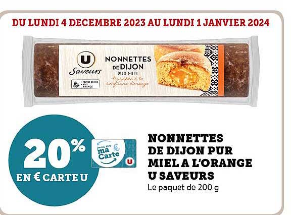 nonnettes de dijon pur miel à l'orange u saveurs