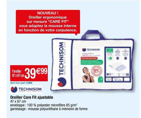 Oreiller Care Fit Ajustable Technisom