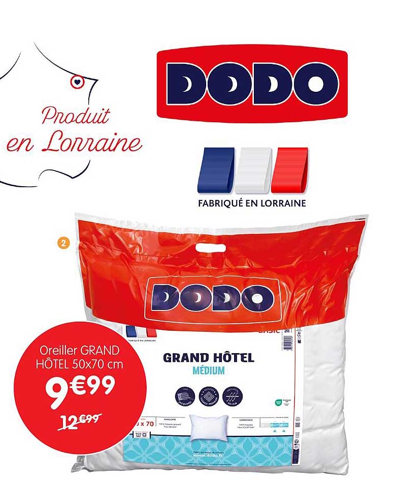 oreiller grand hôtel 50x70 cm dodo