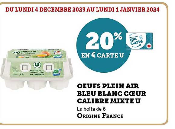 œufs Plein Air Bleu Blanc Cœur Calibre Mixte U