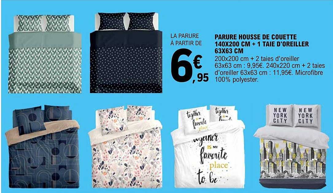 parure housse de couette 140 x 200 cm + 1 taie d'oreiller 63 x 63 cm