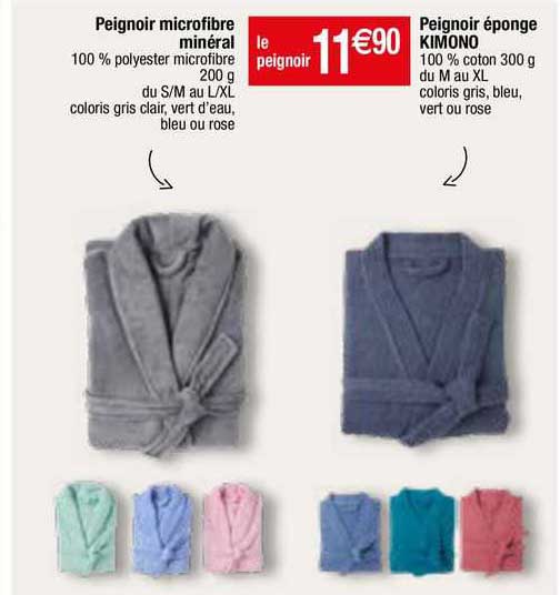 peignoir microfibre minéral, peignoir éponge kimono