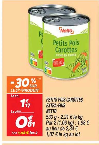 petits pois carottes extra-fins netto
