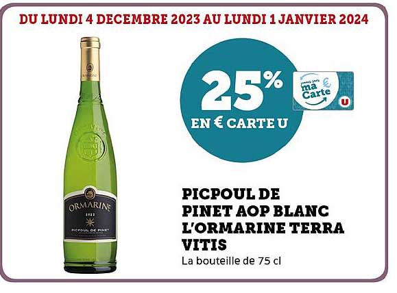 picpoul de pinet aop blanc l'ormarine terra vitis