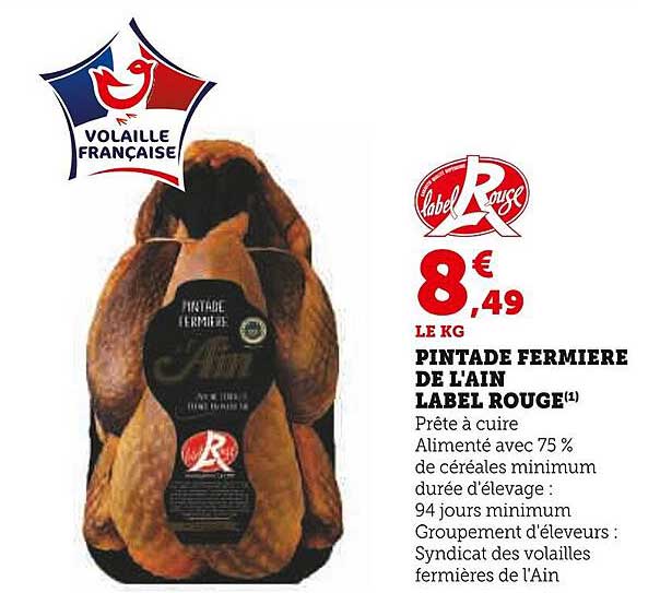 Pintade Fermière De L'ain Label Rouge