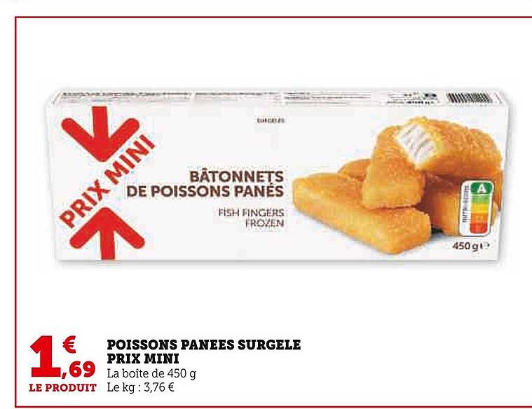 poissons panées surgelé prix mini