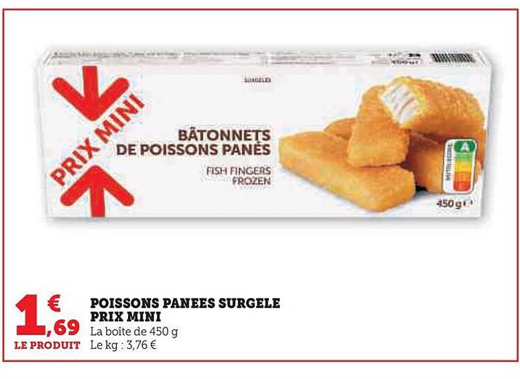poissons panees surgele prix mini