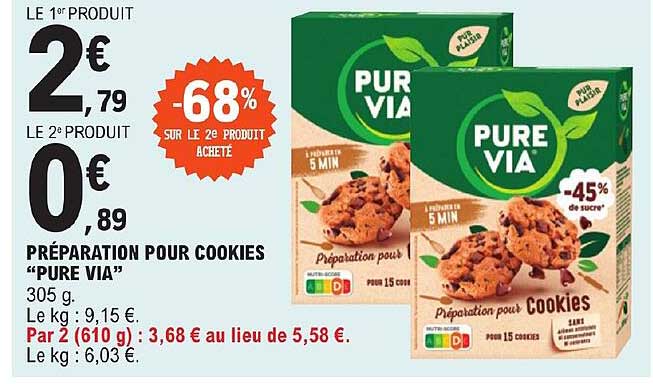 préparation pour cookies "pure via"