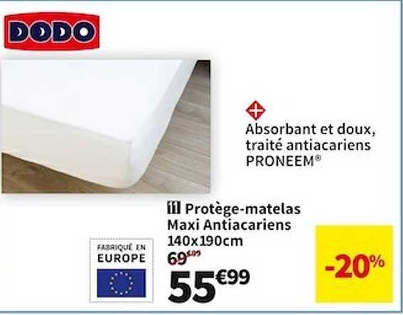 protège-matelas maxi antiacariens 140 x 190 cm dodo