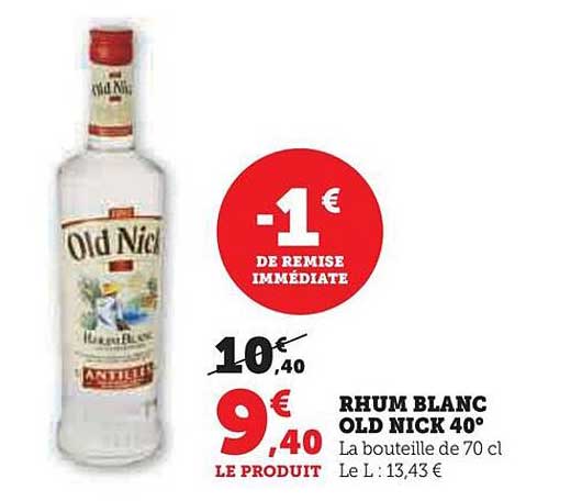 rhum blanc old nick 40°