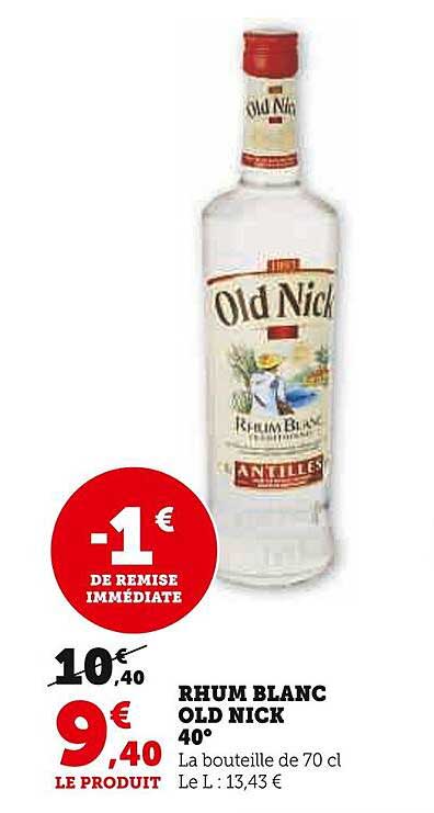 rhum blanc old nick 40°