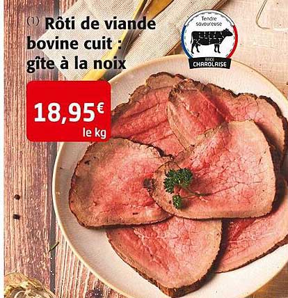 rôti de viande bovine cuite : gîte à la noix