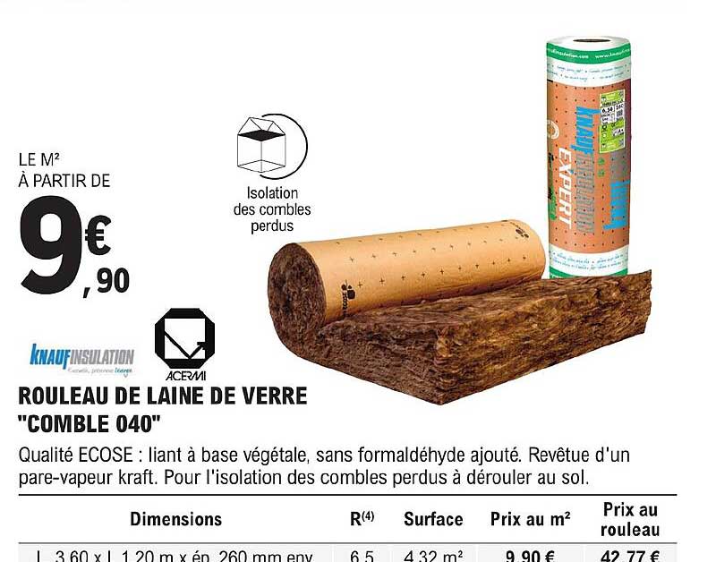 rouleau de laine de verre "comble 040"