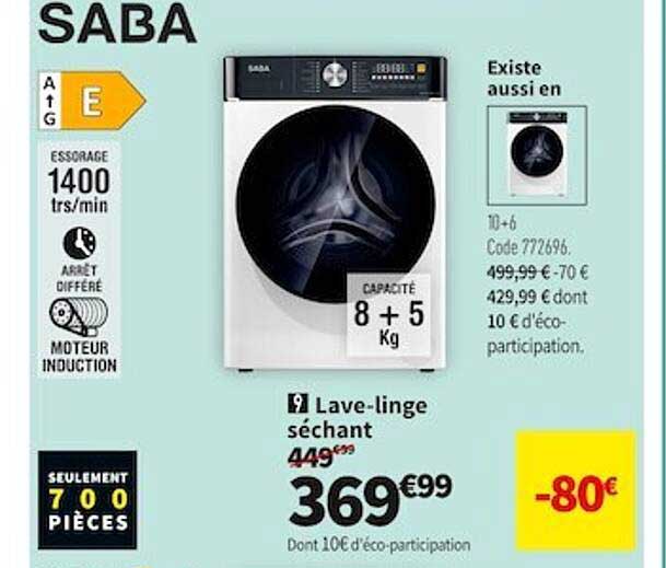 saba lave-linge séchant