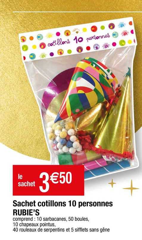 sachet cotillons 10 personnes rubie's