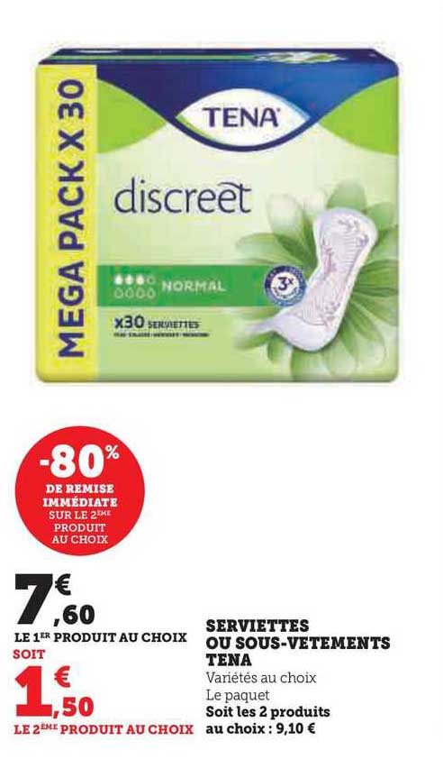 serviettes ou sous-vêtements tena