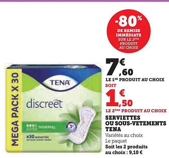 serviettes ou sous-vêtements tena