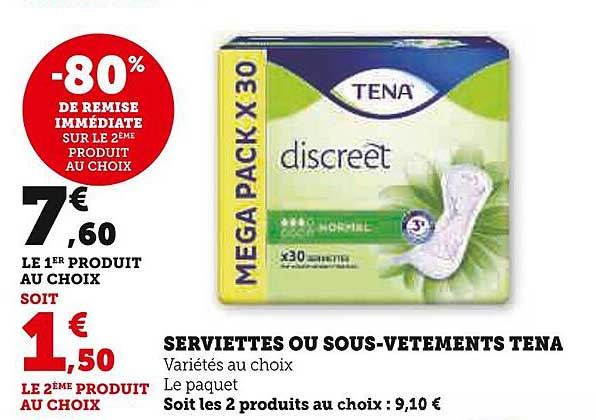 serviettes ou sous-vêtements tena