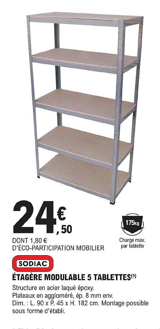 Sodiac étagère Modulable 5 Tablettes
