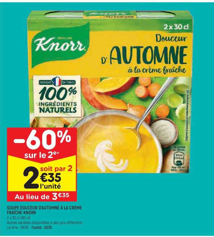 soupe douceur d'automne à la crème fraîche knorr