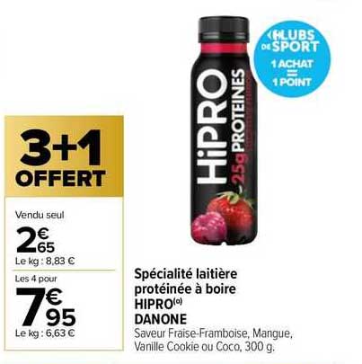 Spécialité Laitière Protéinée à Boire Hipro Danone