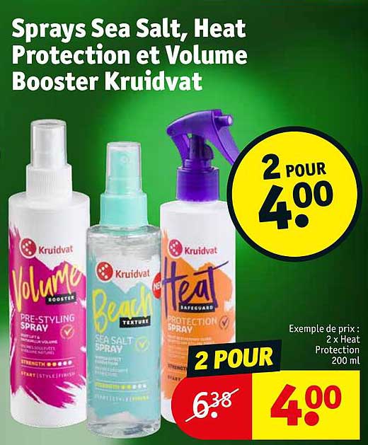 sprays sea salt, heat protection et volume booster kruidvat