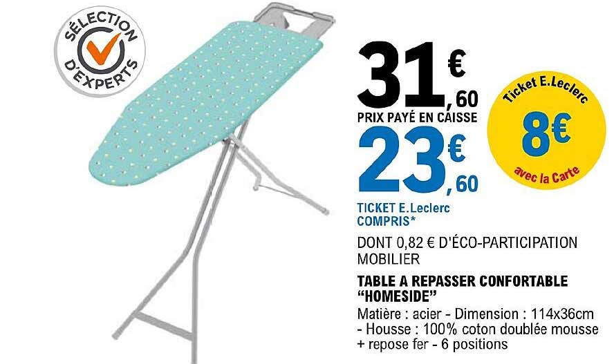 table à repasser confortable "homeside"