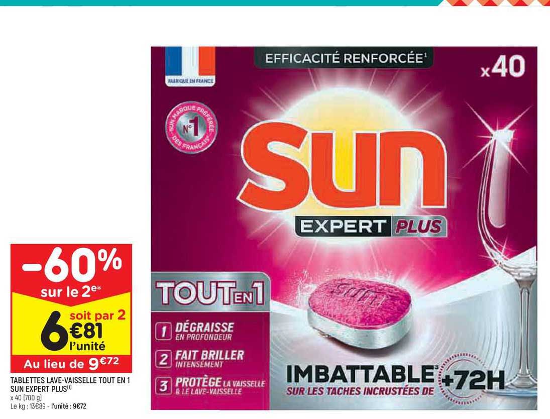 tablettes lave-vaisselle tout en 1 sun expert plus