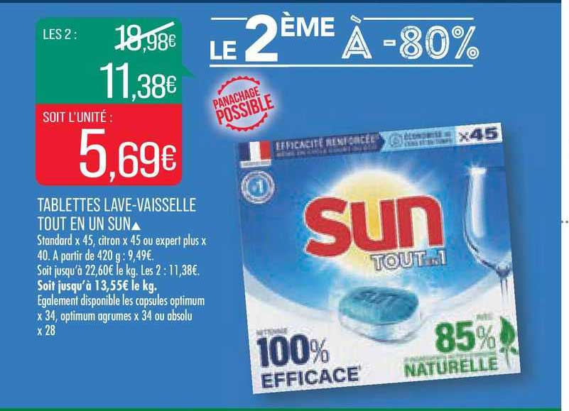 tablettes lave-vaisselle tout en un sun