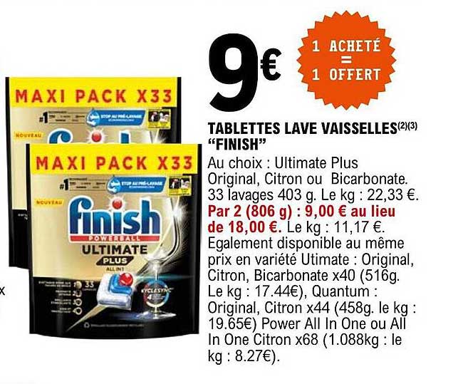 tablettes lave vaisselles "finish"