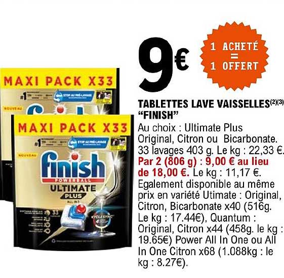 Tablettes Lave Vaisselles "finish"